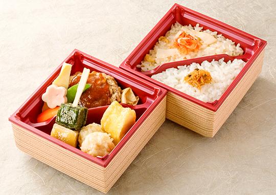 梅の花 豆腐ハンバーグと二種類のしゅうまいの二種御飯弁当 1 080円 梅の花銀座並木通店の弁当配達 くるめし弁当